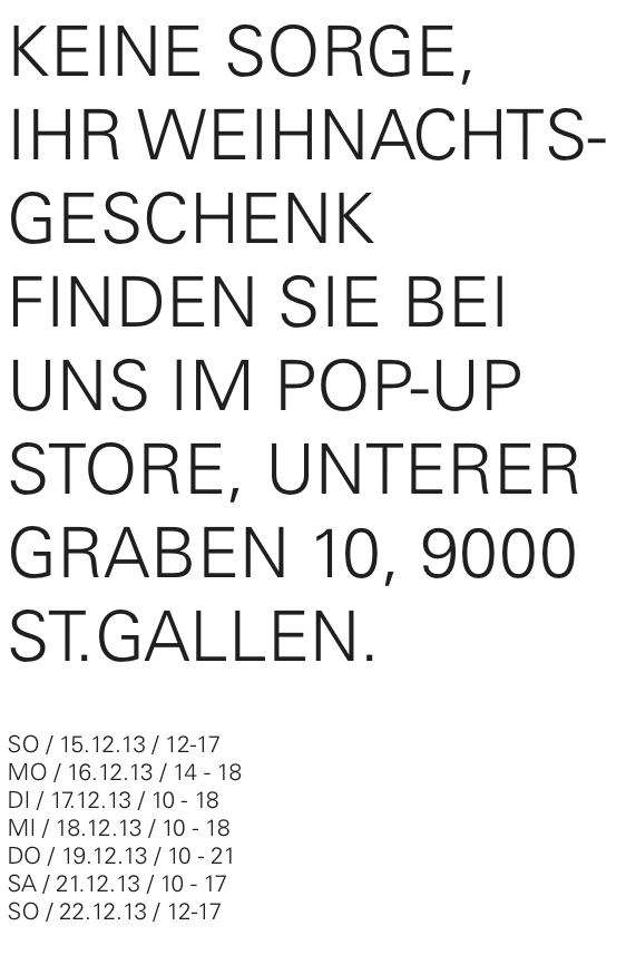 WILHELM TELLER Pop-Up Store St.Gallen 2013